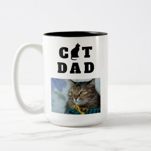 Cat Vater Niedlich Silhouette Foto Zweifarbige Tasse