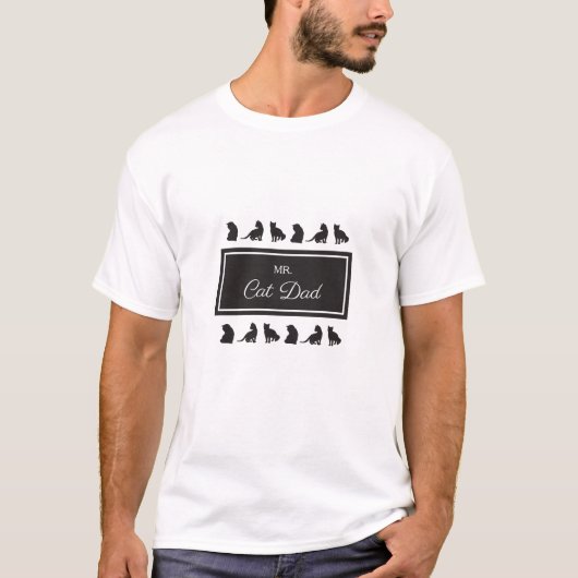 Cat Vater Schwarz-weiß Matching Couple Husband T-Shirt (Vorderseite)