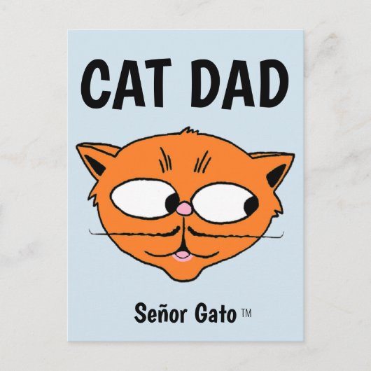 "CAT-VATER" Señor Gato Mustache Cat Postkarte (Vorderseite)
