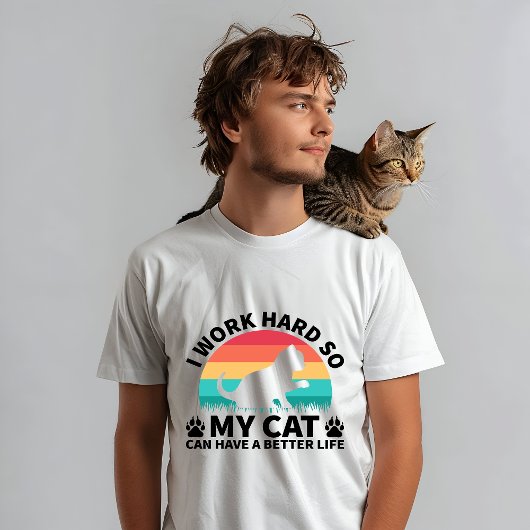 Cat Vater Shirt, ich arbeite hart für meine Katze, Tri-Blend Shirt