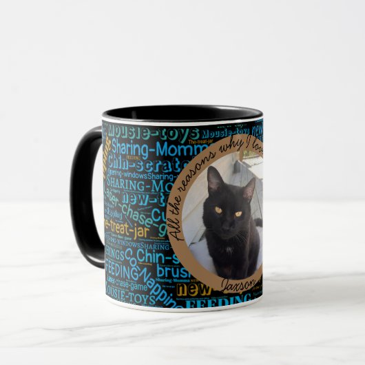 Cat Vater Valentine Foto und Word Cloud Tasse (Vorderseite Links)