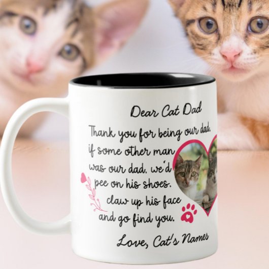 Cat Vater Vielen Dank, dass Sie unser Vater & Cust Zweifarbige Tasse