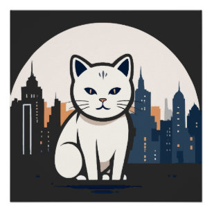 Cat Vector Art Animal Modern Urban Graphic City Poster