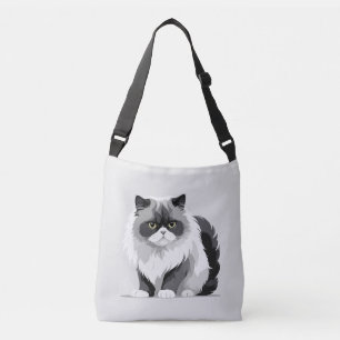 Cat Vector Art Illustration mit Schwarz/Weiß Tragetaschen Mit Langen Trägern