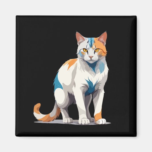 Cat Vector Art mit lebhaften Farben Magnet (Vorne)