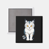Cat Vector Art mit lebhaften Farben Magnet (Vorderseite/Rückseite)