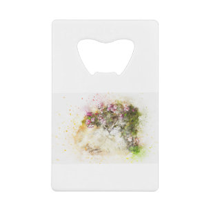 Cat Versteckte Blume Art Aquarell Vintage Tiere. Geldbeutel Flaschenöffner