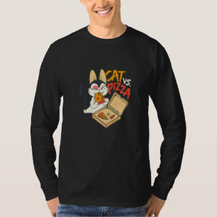 Cat Versus Köstliche Pizza Italienische Speise Piz T-Shirt