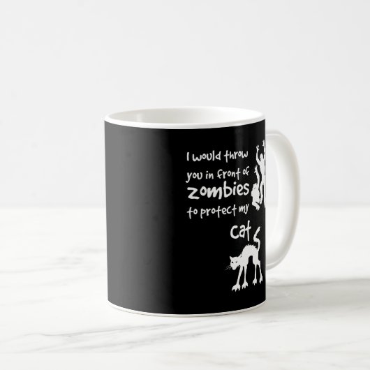 Cat Versus Zombies Funny Horror Cat Lovers Kaffeetasse (VorderseiteRechts)
