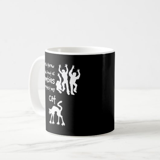 Cat Versus Zombies Funny Horror Cat Lovers Kaffeetasse (Vorderseite Links)