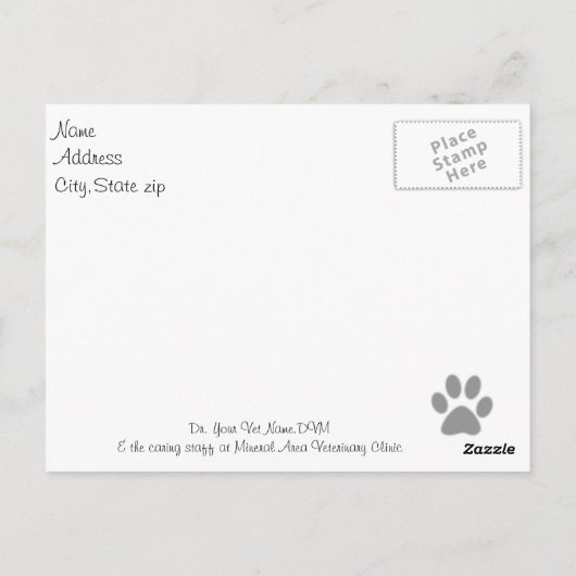 Cat Veterinary Beileid Postkarte (Rückseite)