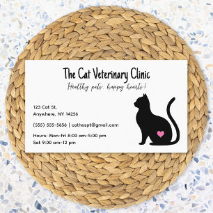 Cat Veterinary Clinic Pink Heart Business Card Visitenkarte