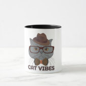 Cat Vibes – Cool Graue Katze Tasse (Zentrum)