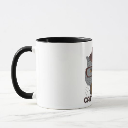 Cat Vibes – Cool Graue Katze Tasse (Links)
