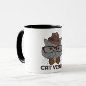 Cat Vibes – Cool Graue Katze Tasse (Vorderseite Links)