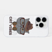 Cat Vibes – Cool Grey Cat Design iPhone Hülle (Rückseite (Horizontal))