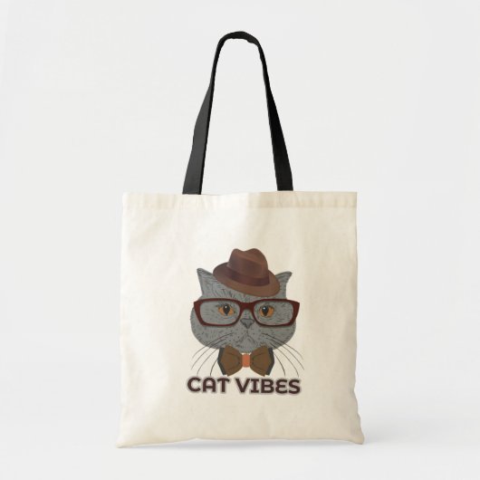 Cat Vibes – Coole graue Katzen Design Tragetasche (Vorne)