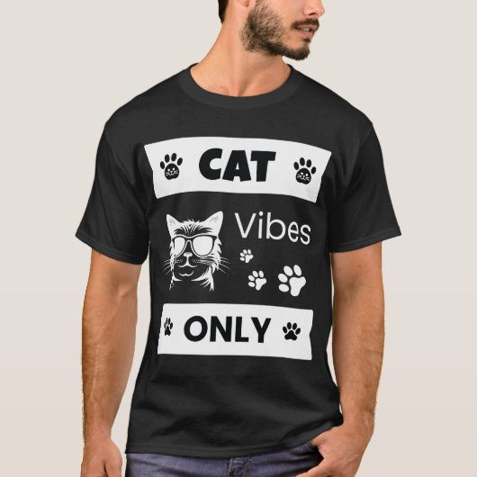 Cat Vibes Only Cool Cat Lover Funny Sunglasses Cat T-Shirt (Vorderseite)