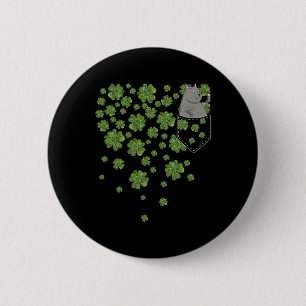 Cat Video Blogger in Pocket Green Clovers St Patri Button