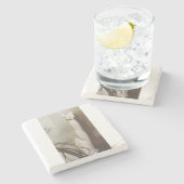 Cat Vintag Art Deco Feline Stilvolle Natur Steinuntersetzer (Seitenansicht)