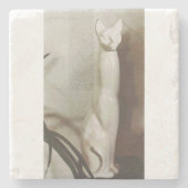 Cat Vintag Art Deco Feline Stilvolle Natur Steinuntersetzer (Vorderseite)
