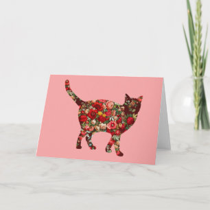 Cat Vintag Floral Card Serie 9 Karte