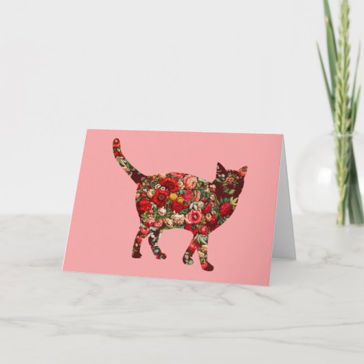 Cat Vintag Floral Card Serie 9 Karte (Vorderseite)
