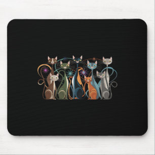 Cat Vintag Retro Mitte des Jahrhunderts Moderne Lo Mousepad