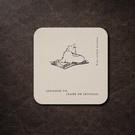 Cat Vintage Scientific Art | Dark Academia  Quadratischer Aufkleber