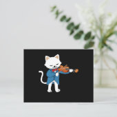 Cat Violin Postkarte (Stehend Vorderseite)