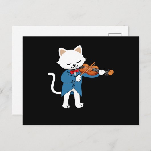 Cat Violin Postkarte (Vorne/Hinten)