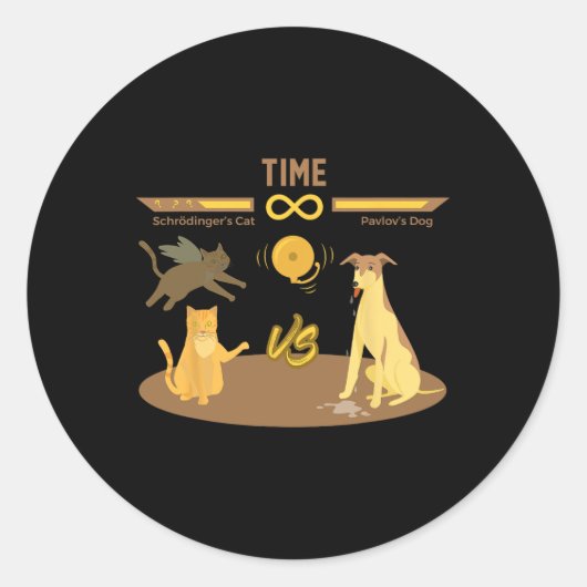 Cat Vs Pavlovs Dog Funny Video Game Runder Aufkleber (Vorderseite)