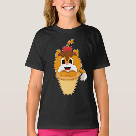 Cat Waffle Eis Cherry T-Shirt (Vorderseite)