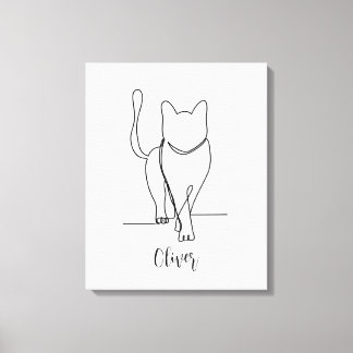 Cat Walking Zeichnend Print One Line Personalisier Leinwanddruck