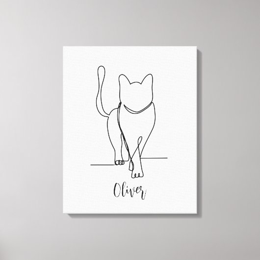 Cat Walking Zeichnend Print One Line Personalisier Leinwanddruck (Vorderseite)