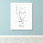 Cat Walking Zeichnend Print One Line Personalisier Leinwanddruck (Insitu (Holzboden))