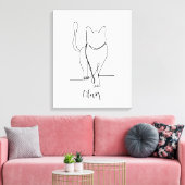 Cat Walking Zeichnend Print One Line Personalisier Leinwanddruck (Insitu (Wohnzimmer))