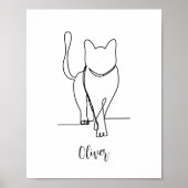 Cat Walking Zeichnend Print One Line Personalisier Poster (Vorne)