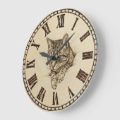 Cat - Wall Clock Große Wanduhr (Winkel)