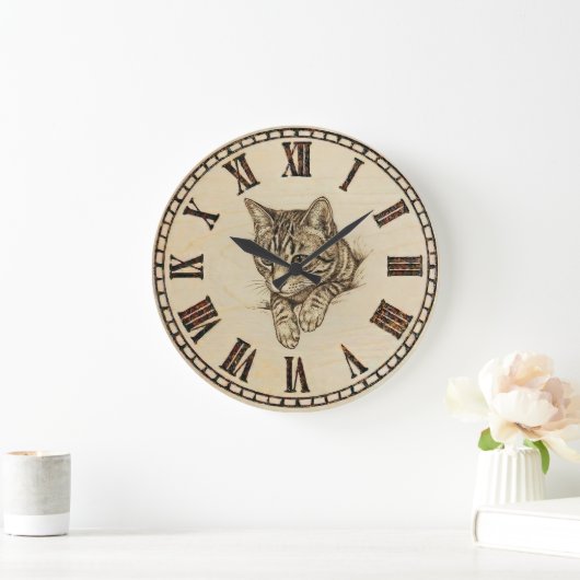 Cat - Wall Clock Große Wanduhr (Zuhause)