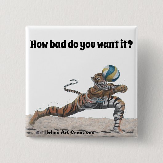 Cat Warrior Beach Volleyball Fantasy Art Button (Vorderseite)