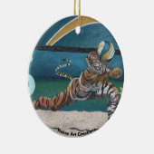 Cat Warrior Beach Volleyball Fantasy Kunst, Dichtu Keramik Ornament (Rechts)