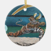 Cat Warrior Beach Volleyball Fantasy Kunst, Dichtu Keramik Ornament (Vorne)
