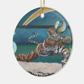 Cat Warrior Beach Volleyball Fantasy Kunst, Dichtu Keramik Ornament (Links)