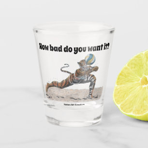 Cat Warrior Beach Volleyball Fantasy Shot Glass Schnapsglas