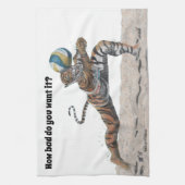 Cat Warrior Playing Beach Volleyball Küchentücher (Vertikal)