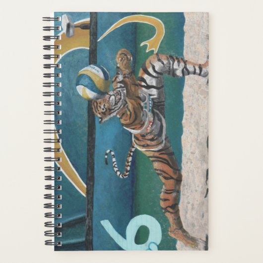 Cat Warrior Playing Volleyball Fantasy Art Planner Planer (Vorderseite)