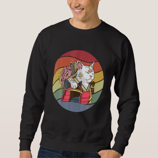 Cat Warrior Samurai Sweatshirt (Vorderseite)