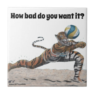 Cat Warrior Spielen Volleyball Fantasy Art Tile Fliese