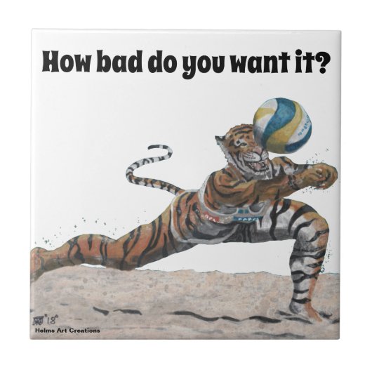 Cat Warrior Spielen Volleyball Fantasy Art Tile Fliese (Vorderseite)